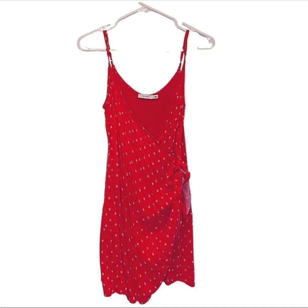 Lush Red & Floral Spaghetti Strap Mini Dress Large - Picture 7 of 7